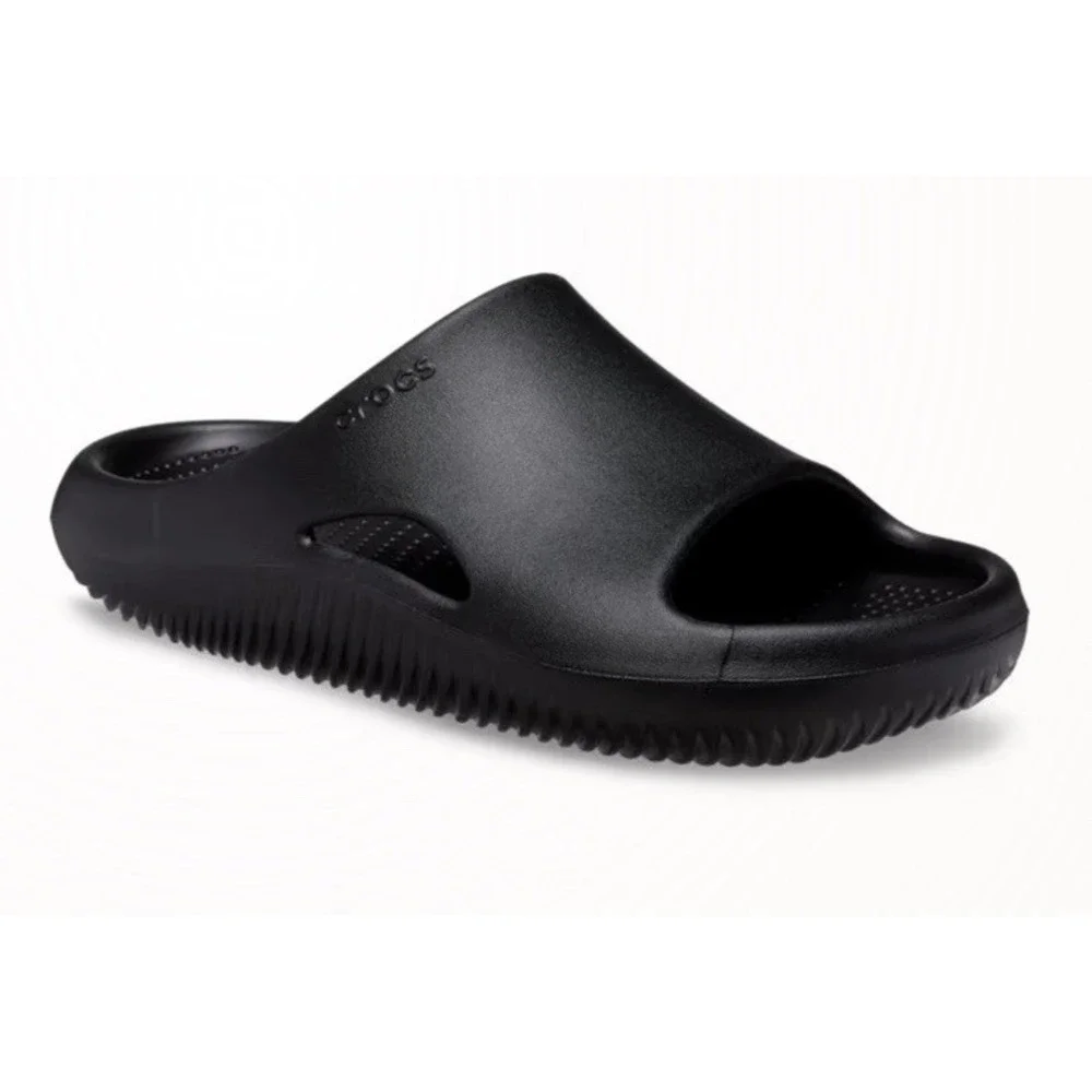 NWT CROCS Unisex Men 8 Women 10 Mellow Recovery Slides Black Sandals 208392-001
